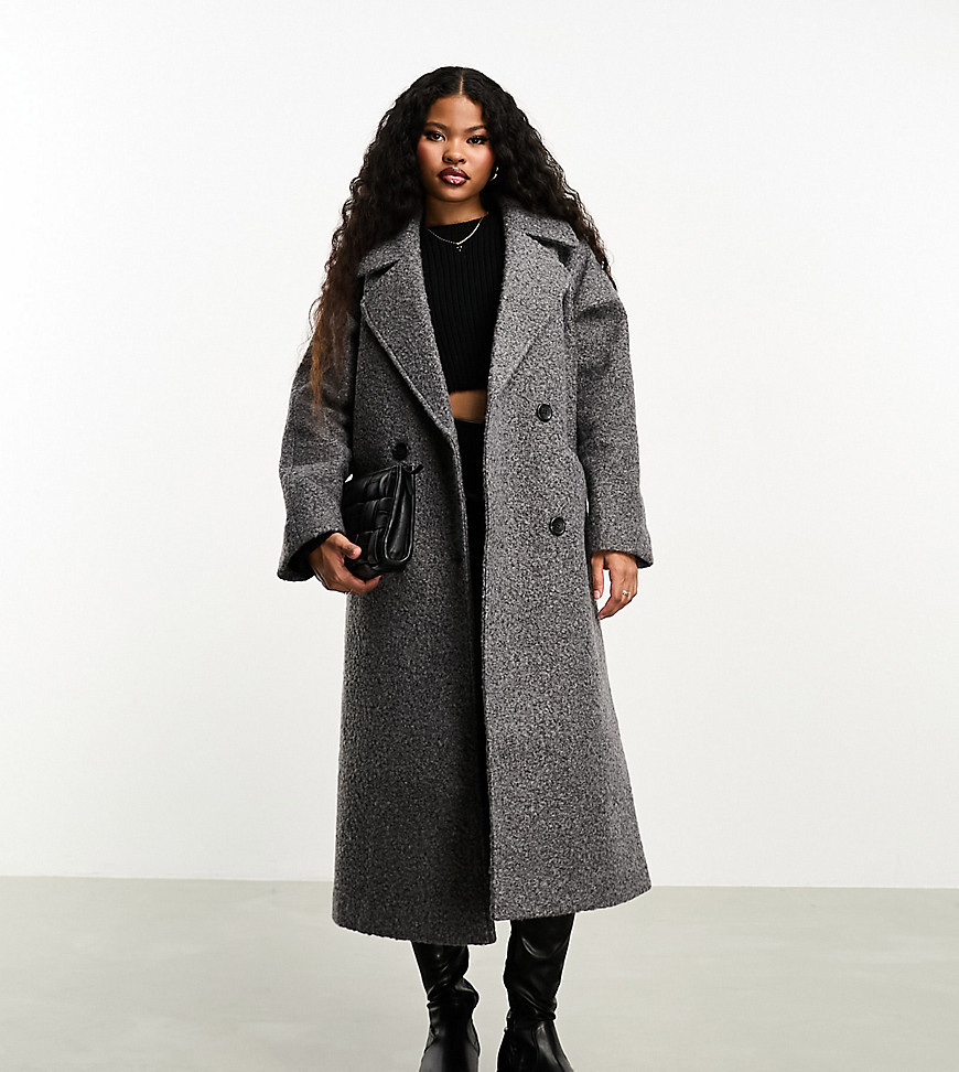 ASOS DESIGN Petite oversized chuck on coat in charcoal boucle-Grey
