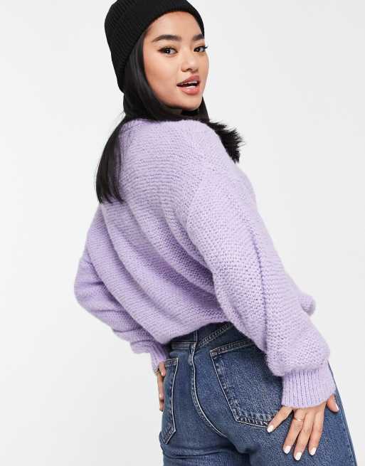 ASOS DESIGN Petite oversized crew neck jumper in lilac ASOS