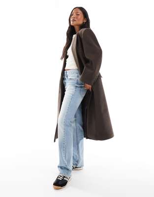 Asos Petite Asos Design Petite Oversized Dad Coat In Green