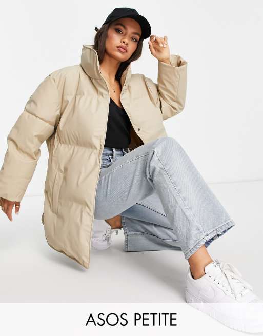 ASOS DESIGN Petite - Oversized gewatteerd jack in camel