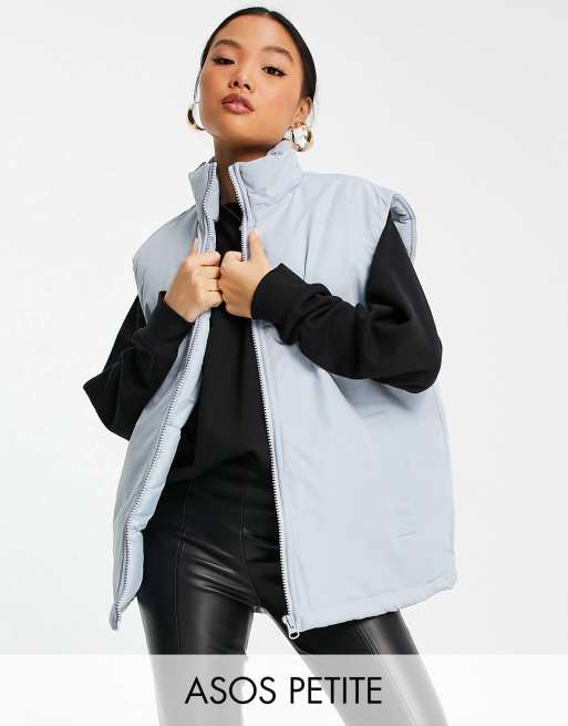 ASOS DESIGN Petite - Oversized gewatteerde bodywarmer in blauw - MBLUE