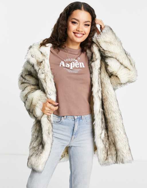 ASOS DESIGN hooded faux fur jacket in white