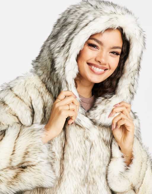 Oversized hooded cheap fur coat