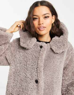 asos grey teddy coat