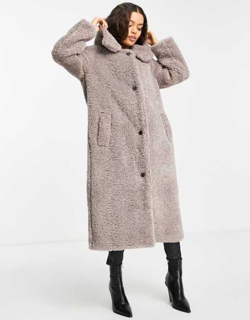 Petite oversized hooded hot sale teddy coat