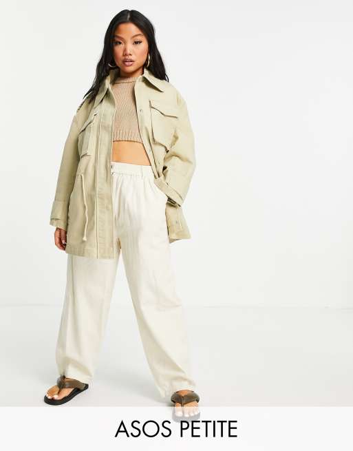 ASOS DESIGN Petite - Oversized jakke med lommedetalje i beige