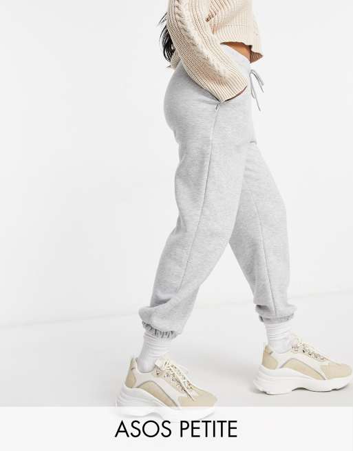 ASOS DESIGN Petite oversized jogger with pintuck in grey marl