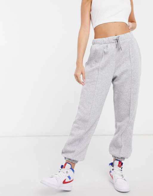 ASOS DESIGN Petite oversized jogger with pintuck in gray marl ASOS