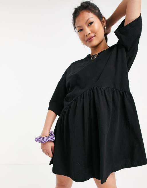 Petite black shop smock dress