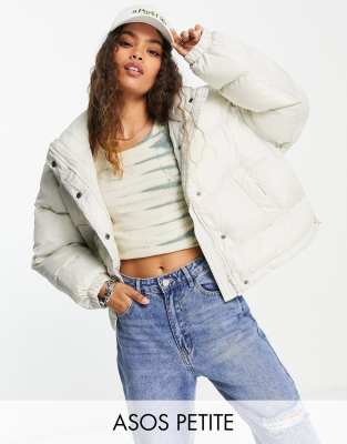 Asos Petite Asos Design Petite Oversized Puffer Jacket In Cream Cream