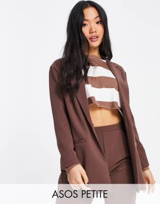 ASOS DESIGN Petite oversized suit blazer in mocha - ASOS Price Checker