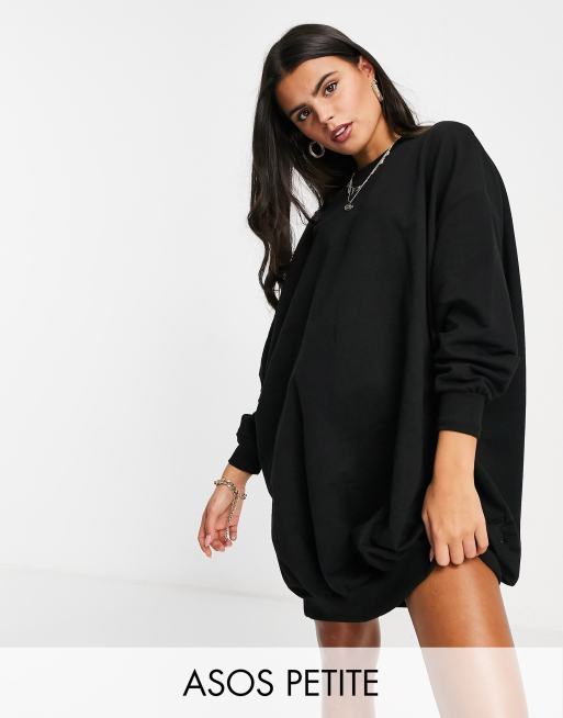 ASOS DESIGN Petite oversized sweat dress in Black