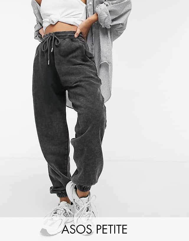 ASOS DESIGN Petite oversized sweatpants in acid wash black | ASOS