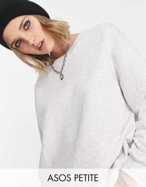 ASOS DESIGN Petite oversized sweatshirt in ice marl
