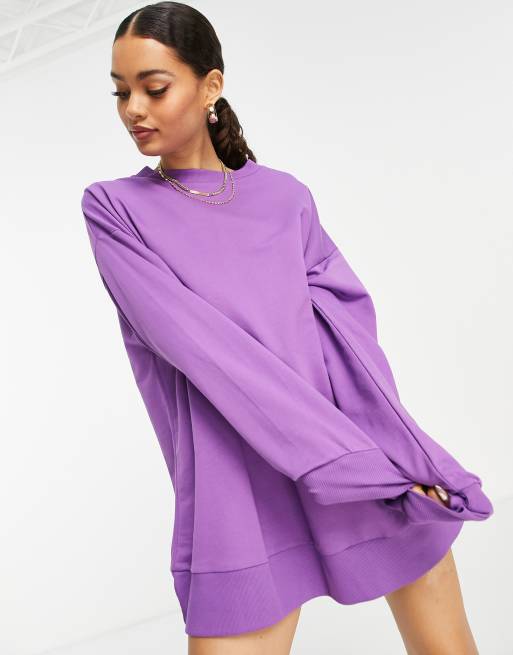 ASOS DESIGN Petite - Oversized sweatshirt-minikjole i lilla, 2 af 4