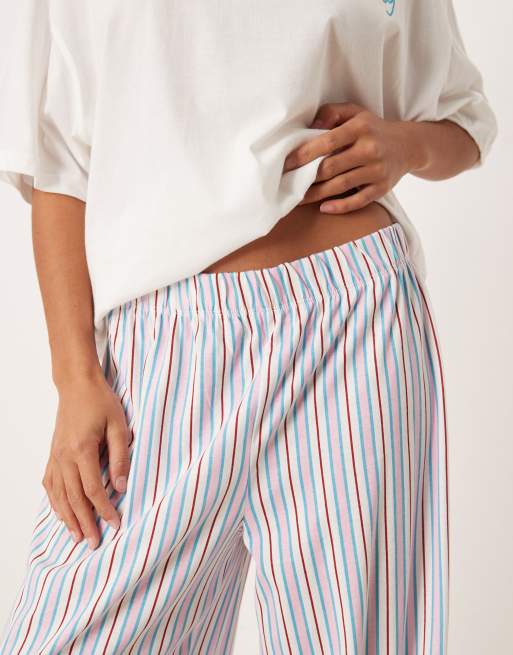 ASOS DESIGN Petite oversized tee and wide leg jersey trouser pyjama set in pizza & wine graphic, 3 of 4