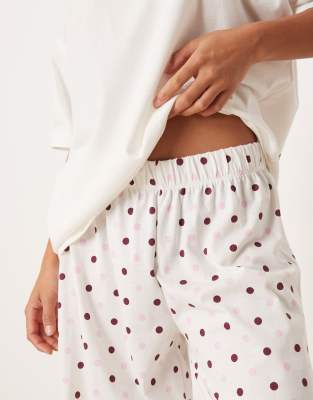 Asos Petite Asos Design Petite Oversized Tee And Wide Leg Pants Pajama Set With Girls Night Graphic-multi In White
