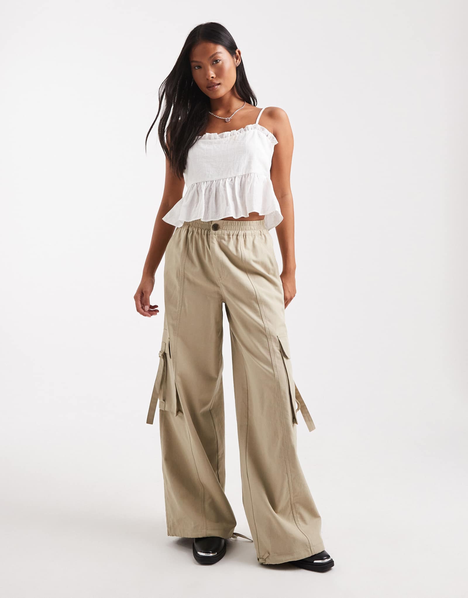 ДИЗАЙНЕРСКИЕ брюки ASOS с узором Petite oversize из выстиранной верблюжьей шерсти
