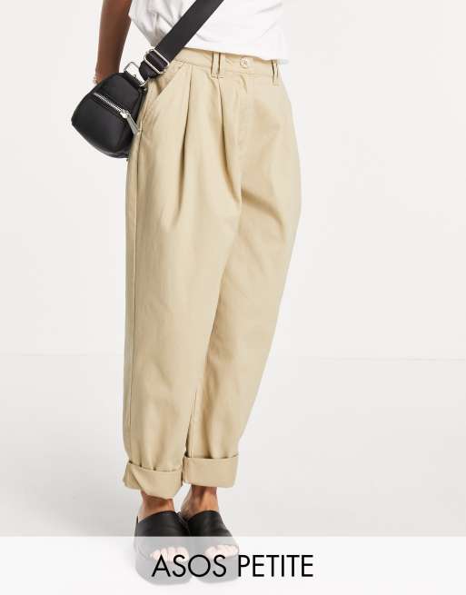 ASOS DESIGN Petite ovoid pleat front peg pant in sandstone