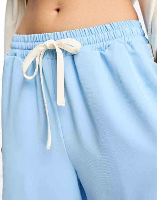ASOS DESIGN Petite - Pantalon à enfiler avec empiècement contrastant - Bleu, 3 de 4