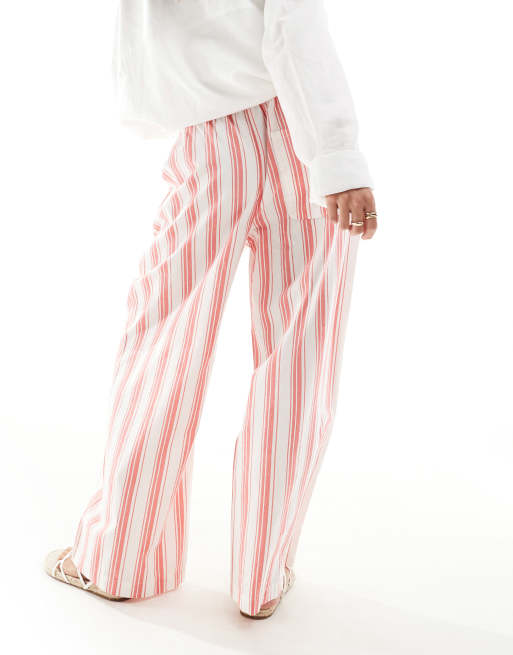 ASOS DESIGN Petite - Pantalon à enfiler rayé - Rouge, 2 de 5