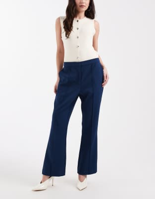 Petite - Pantalon ajusté et évasé - Bleu marine 34