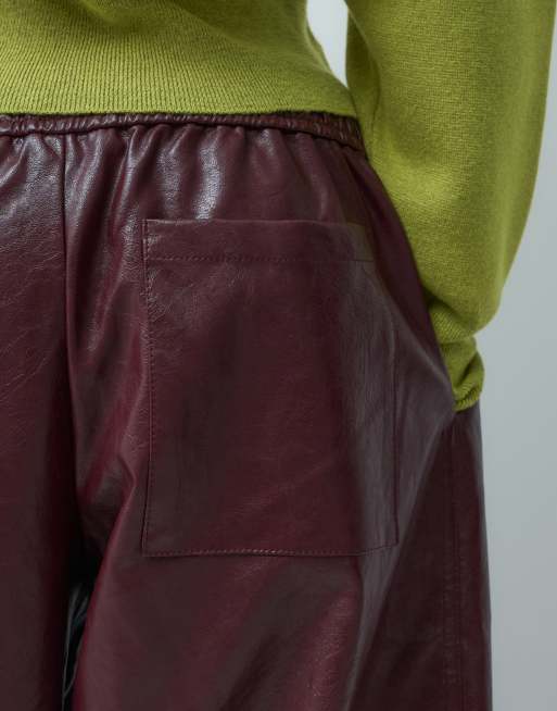 ASOS DESIGN Petite pantalon ajusté fuselé bordeaux effet craquelé, 5 de 5