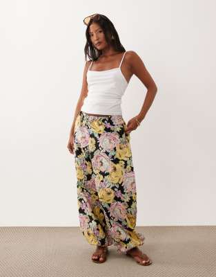 ASOS DESIGN Petite - Pantalon bouffant à enfiler avec imprimé fleuri-multicolore XS