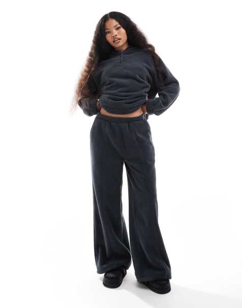 ASOS DESIGN Petite - Pantalon confort ample en micropolaire - Gris acier - view 1