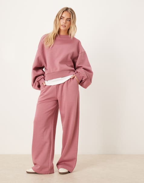 ASOS DESIGN Petite - Pantalon de jogging ample à envers brossé - Rose - view 1