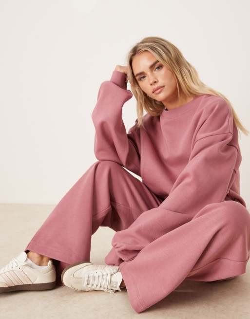 ASOS DESIGN Petite - Pantalon de jogging ample à envers brossé - Rose, 3 de 5