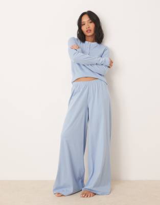 ASOS DESIGN Petite - Pantalon de pyjama à assortir - Bleu