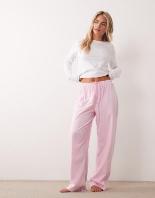 ASOS DESIGN Petite - Pantalon de pyjama en coton à assortir - Rose bonbon
