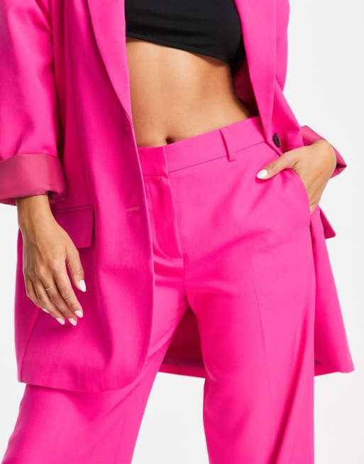 ASOS DESIGN Petite - Pantalon de tailleur coupe masculine extrême - Rose fluo, 4 de 4