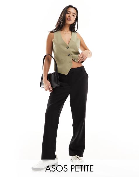 ASOS DESIGN Petite - Pantalon de tailleur court coupe droite ajustée - Noir - view 1