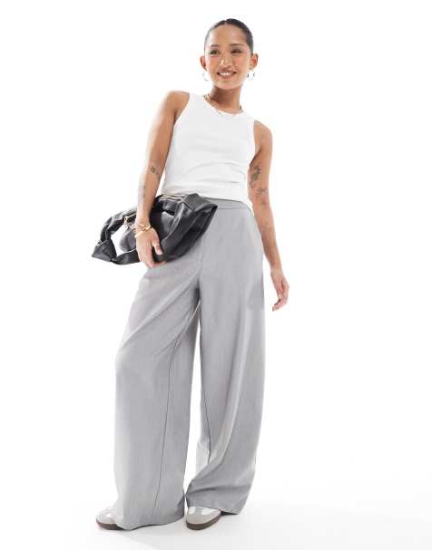 ASOS DESIGN Petite - Pantalon décontracté coupe droite ajustée - Gris - view 1