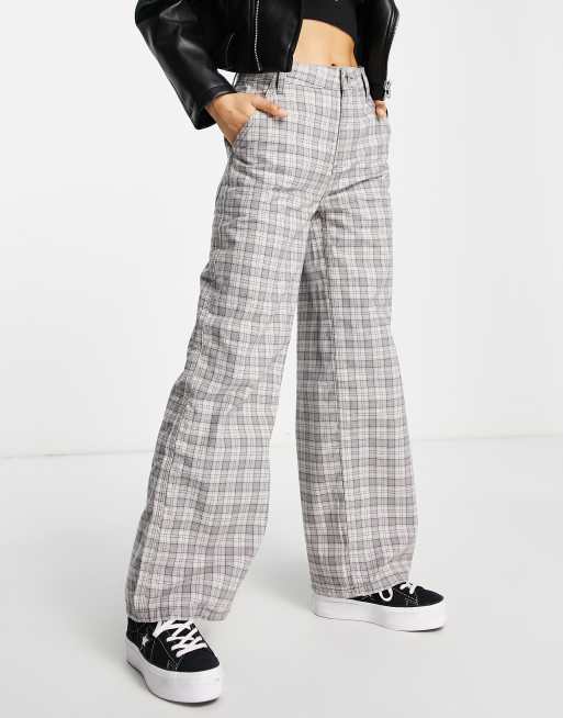 ASOS DESIGN Petite - Pantalon droit coupe large à carreaux - Gris, 4 de 4