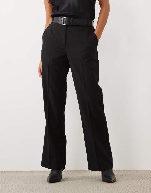 ASOS DESIGN Petite pantalon droit slim ajusté avec ceinture noir, 3 de 5