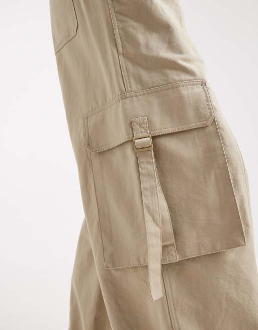 ASOS DESIGN Petite - Pantalon fonctionnel oversize à enfiler - Camel délavé, 3 de 5