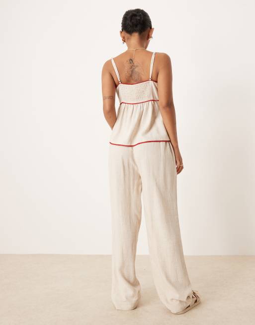 ASOS DESIGN Petite - Pantalon habillé en lin mélangé à pinces sur le devant - Taupe, 2 de 5