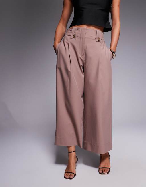 ASOS DESIGN Petite - Pantalon habillé longueur chevilles avec taille à languette - Sésame, 3 de 5