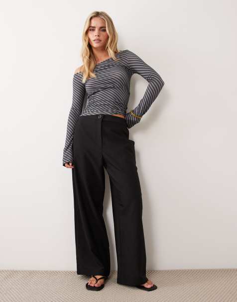 ASOS DESIGN Petite pantalon large à coupe tailleur décontractée noir - view 1