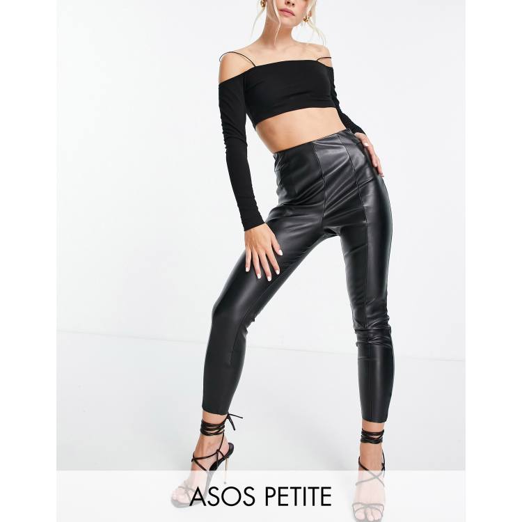 ASOS DESIGN Petite Pantalon sculptant super skinny en imitation cuir Noir