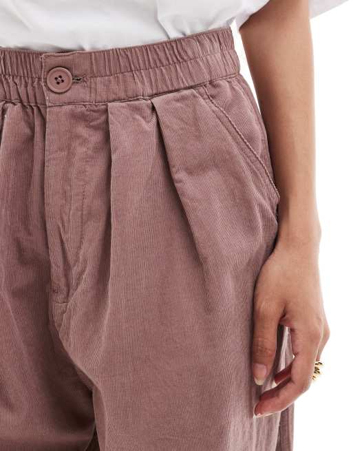 ASOS DESIGN Petite - Pantaloni a palloncino in velluto a coste color visone, 2 di 5