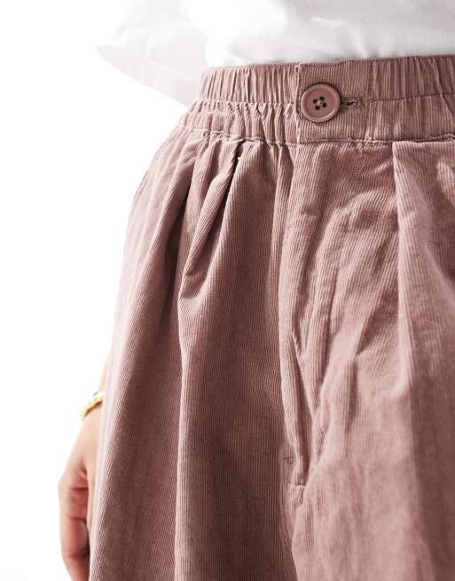 ASOS DESIGN Petite - Pantaloni a palloncino in velluto a coste color visone, 3 di 5