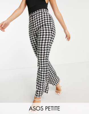 ASOS DESIGN Petite slim kickflares in houndstooth check - ASOS Price Checker