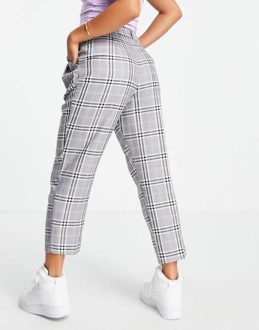 ASOS DESIGN Petite - Pantaloni affusolati eleganti viola a quadri, 4 di 4
