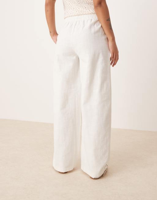 ASOS DESIGN Petite - Pantaloni bianco sporco effetto lino , 2 di 5