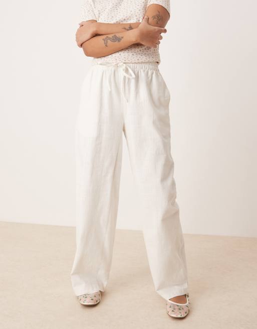 ASOS DESIGN Petite - Pantaloni bianco sporco effetto lino , 3 di 5