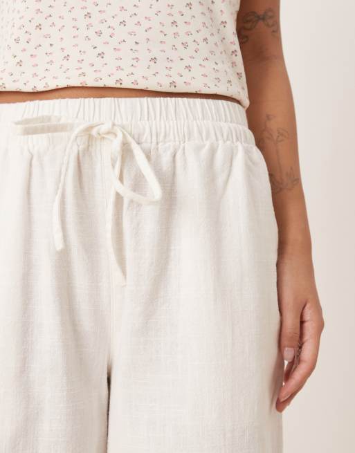 ASOS DESIGN Petite - Pantaloni bianco sporco effetto lino , 4 di 5
